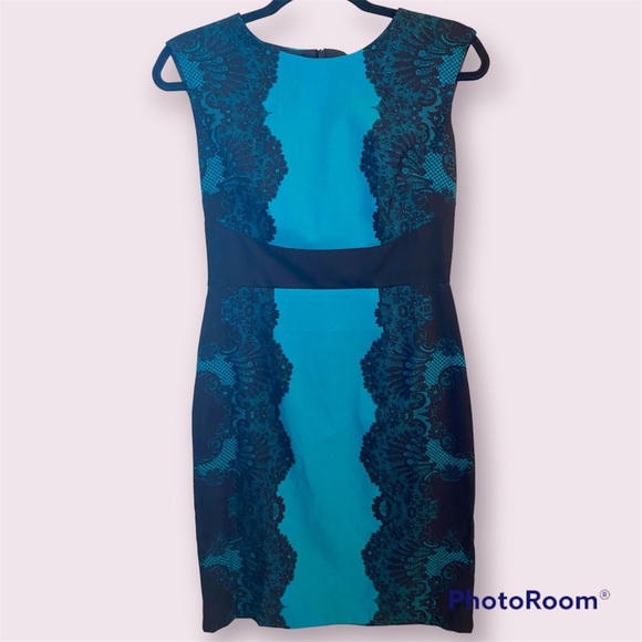 New York & Company Dresses & Skirts - NEW York & Company sleevelss evening cocktail dress, Sz 2, teal & black